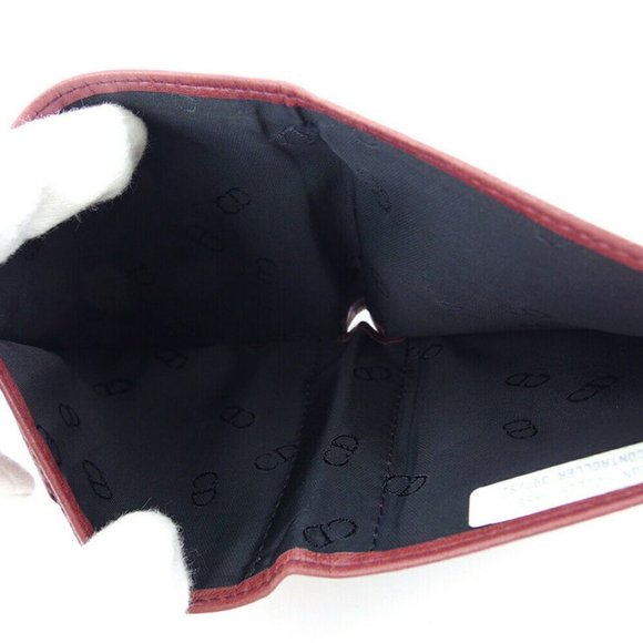 DIOR Two-fold wallet CD Mark Bordeaux Leather Auth USED T18173 - Picture 7 of 8